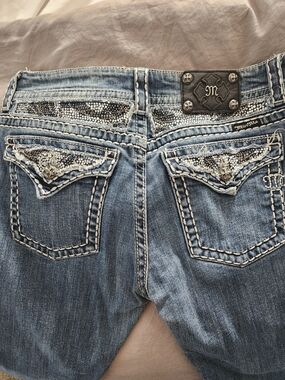 Miss Me Light Blue Denim Boot Cut Jeans with Embellished Pockets